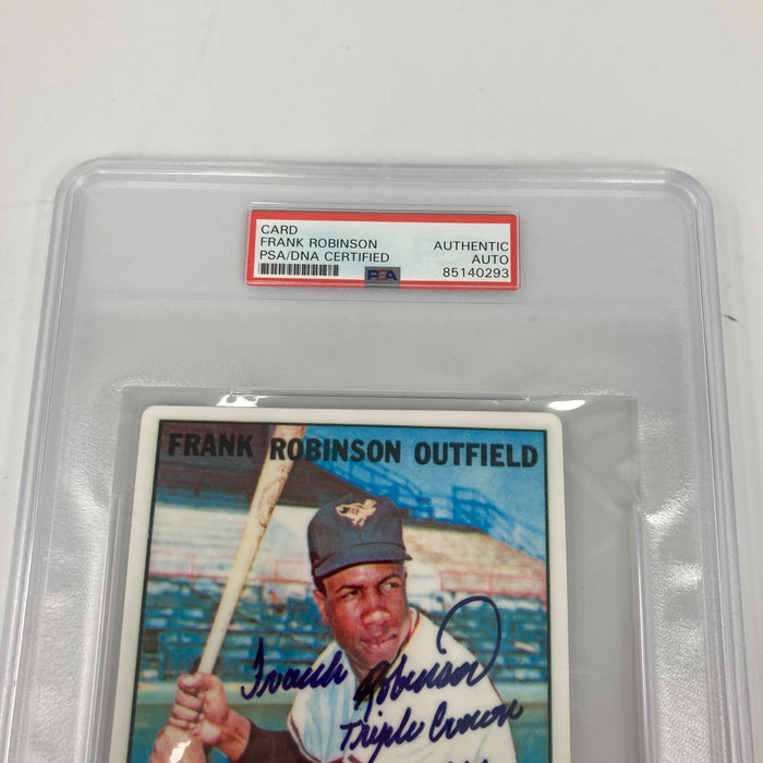1967 Topps Frank Robinson Triple Crown Signed Large Porcelain Card PSA DNA