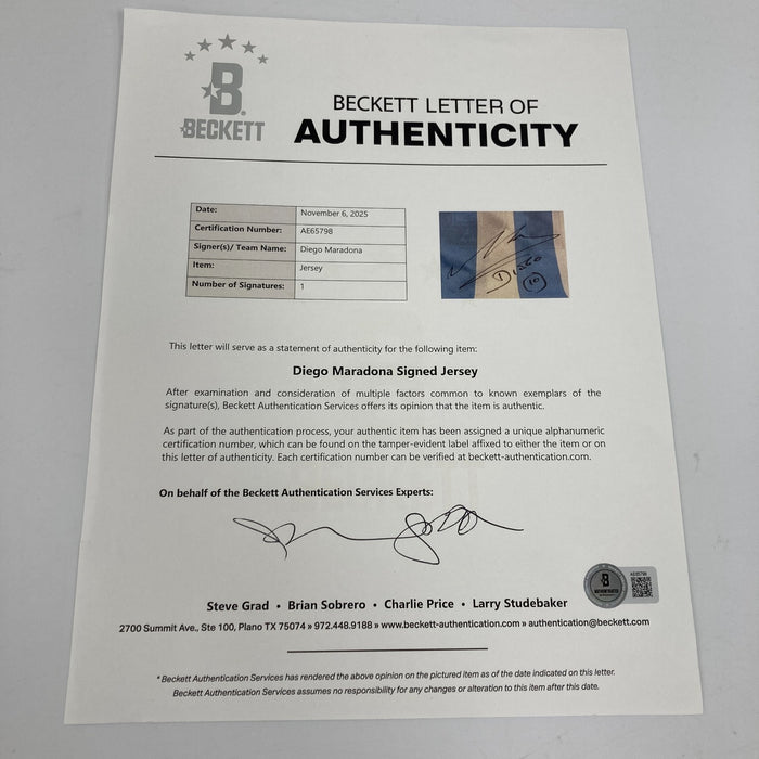 Diego Maradona Signed Argentina National Team Jersey PSA DNA & Beckett COA