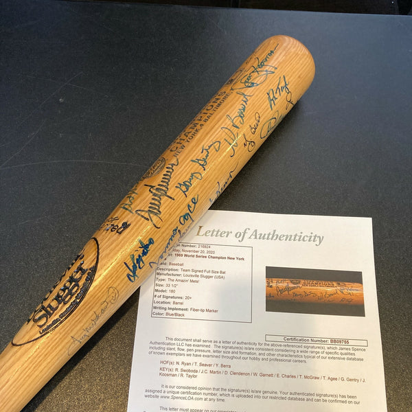 1969 New York Mets World Series Champs Team Signed Bat Nolan Ryan Tom Seaver JSA