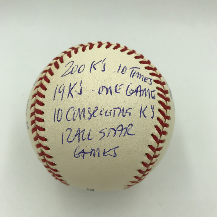 Rare Tom Seaver Signed Heavily Inscribed Career STAT Baseball With RJ COA