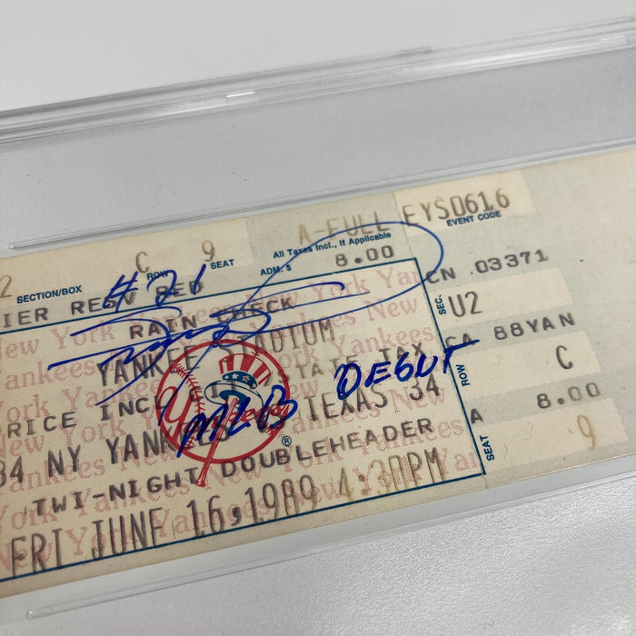 Sammy Sosa Signed 1989 MLB Debut Ticket PSA DNA Auto Grade 10 One Of One 1/1