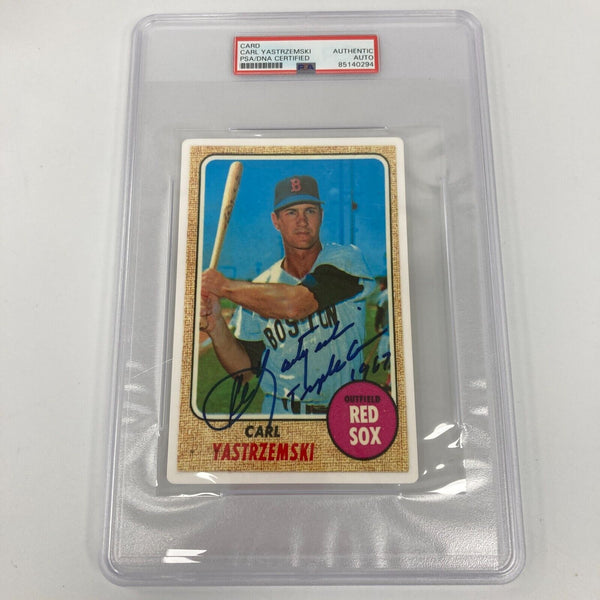 1968 Topps Carl Yastrzemski Triple Crown Signed Large Porcelain Card PSA DNA