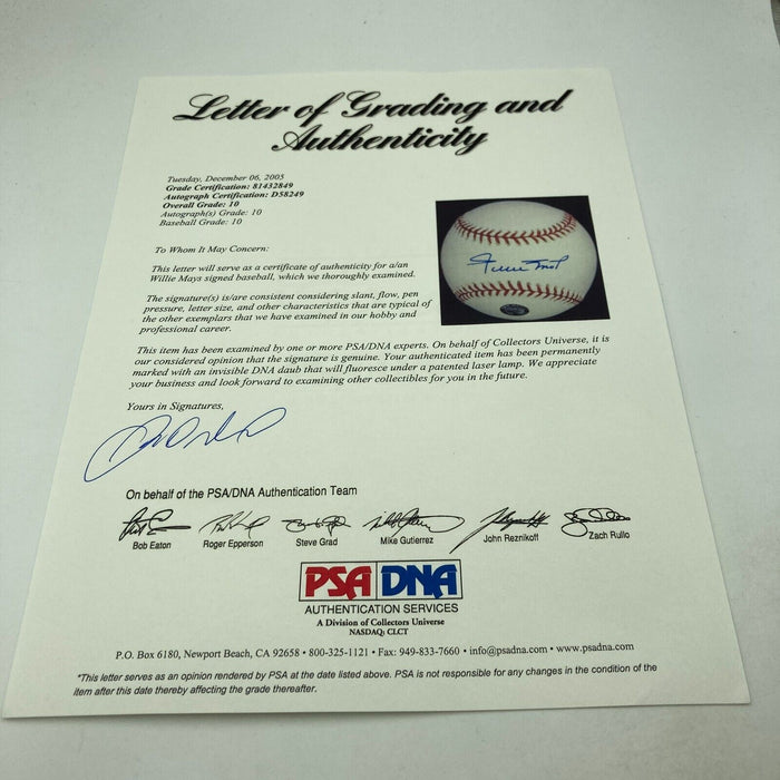 Willie Mays Signed Major League Baseball PSA DNA Graded 10 GEM MINT