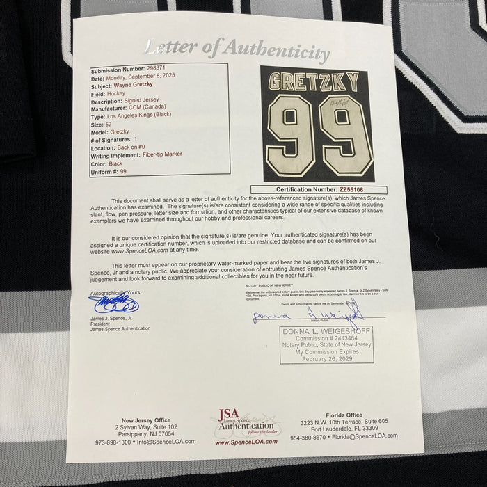 Wayne Gretzky Signed Los Angeles Kings Authentic Game Model CCM Jersey JSA COA
