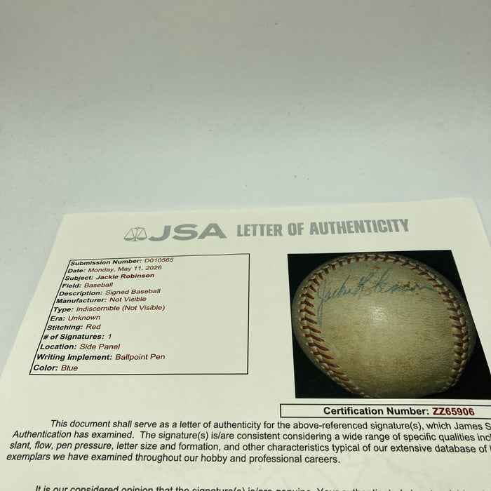 Jackie Robinson Single Signed Autographed Baseball JSA COA