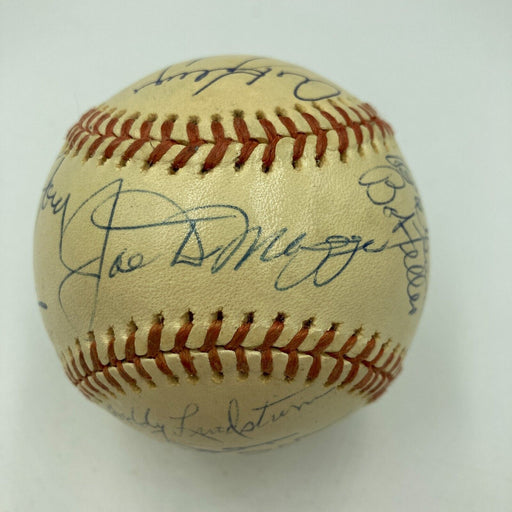 Joe Dimaggio Willie Mays 1970's Hall Of Fame Induction Multi Signed Baseball JSA