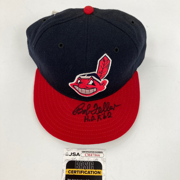 Bob Feller HOF 1962  Signed Cleveland Indians Baseball Hat Cap JSA COA