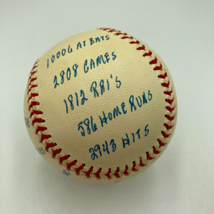 Frank Robinson Signed Heavily Inscribed Career STAT Baseball Reggie Jackson COA