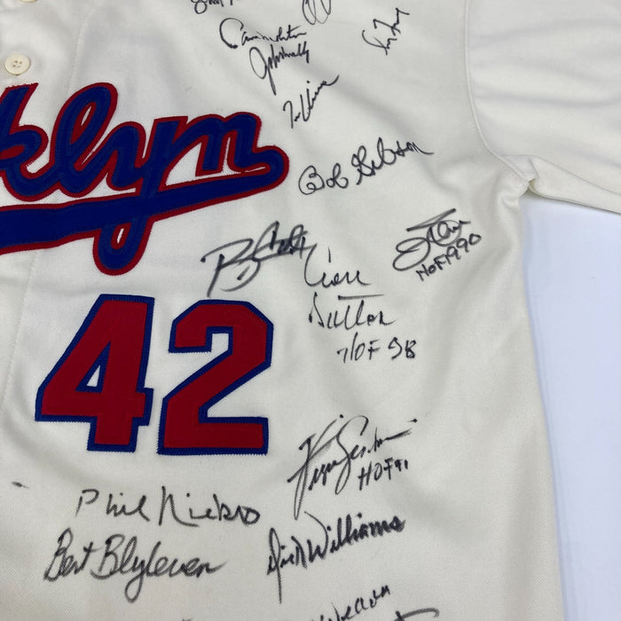Beautiful Hall Of Fame Multi Signed Jackie Robinson Jersey 45+ Signatures JSA