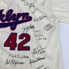 Beautiful Hall Of Fame Multi Signed Jackie Robinson Jersey 45+ Signatures JSA
