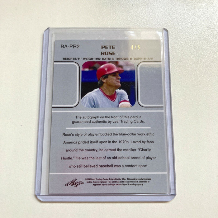 2015 Leaf Pete Rose Auto #4/5 Signed Autographed Baseball Card