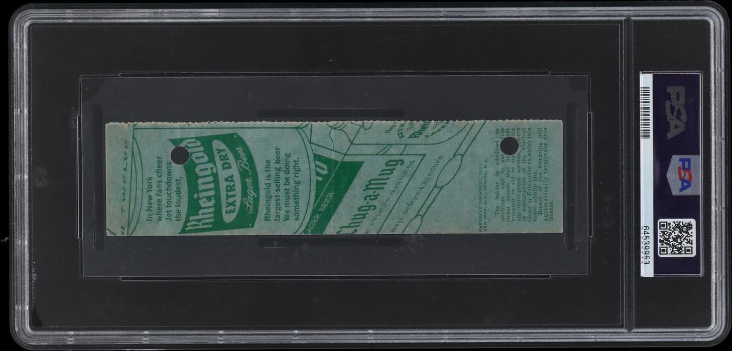 Joe Namath NFL Debut Full Ticket Sept. 18, 1965 One Of Two Known PSA