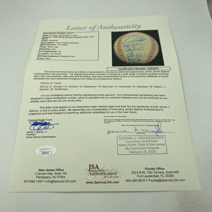 Vintage 1986 New York Mets World Series Champs Team Signed Baseball JSA COA
