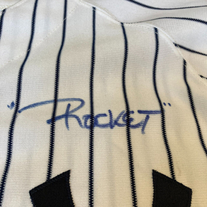 Roger Clemens "Rocket 300 Wins 4,000 K's" Signed New York Yankees Jersey JSA COA