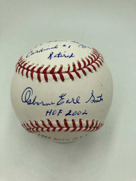 Ozzie Smith Full Name Signed Heavily Inscribed STAT Baseball JSA COA