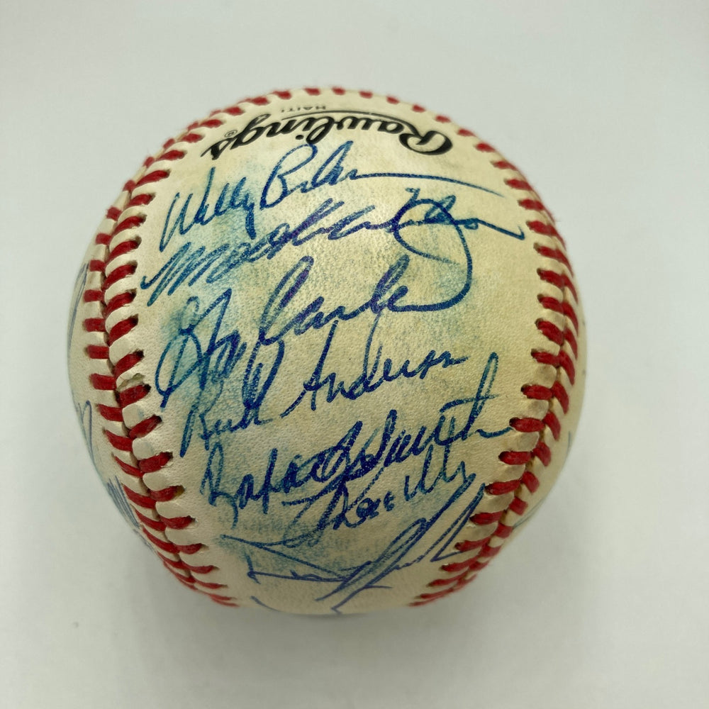 1986 New York Mets World Series Champs Team Signed Vintage NL Baseball JSA COA