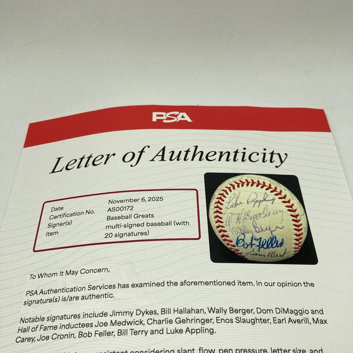 Joe Cronin Joe Medwick Earl Averill Max Carey HOF Multi Signed Baseball PSA JSA