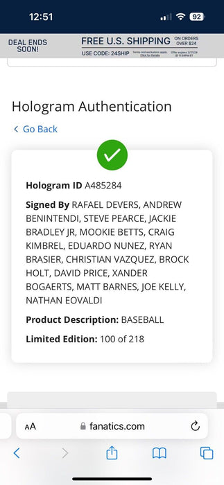 2018 Boston Red Sox World Series Champs Team Signed Baseball Fanatics Certified