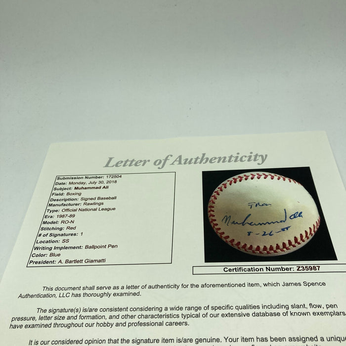 Muhammad Ali Single Signed Official National League Baseball JSA COA