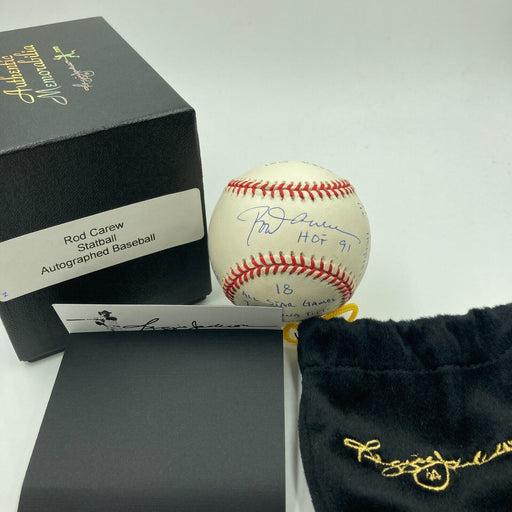 Rod Carew Signed Heavily Inscribed Career STAT Baseball Reggie Jackson COA