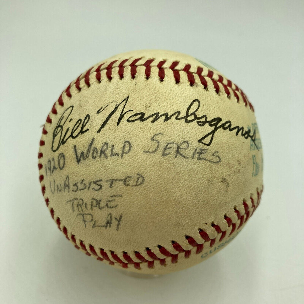 Bill Wambsganss Single Signed Baseball World Series Unassisted Triple Play JSA