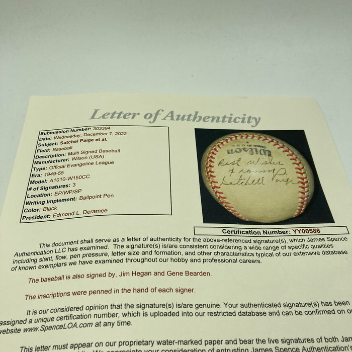 Satchel Paige Signed Baseball Displays As Single Signed JSA COA