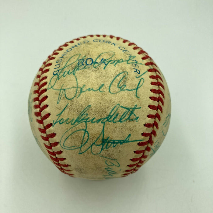 Hall Of Fame Greats Multi Signed Baseball Eddie Mathews Warren Spahn JSA COA