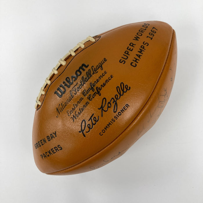 The Finest 1967 Green Bay Packers Super Bowl II Champs Team Signed Football PSA