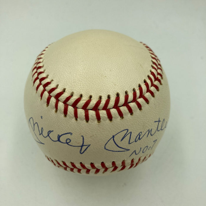 Mickey Mantle No. 7 Signed 1950's American League Joe Cronin Baseball JSA COA
