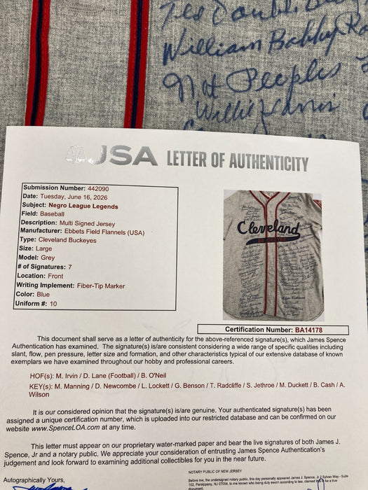 Cleveland Buckeye Negro League Legends Signed Jersey With 71 Autographs JSA COA