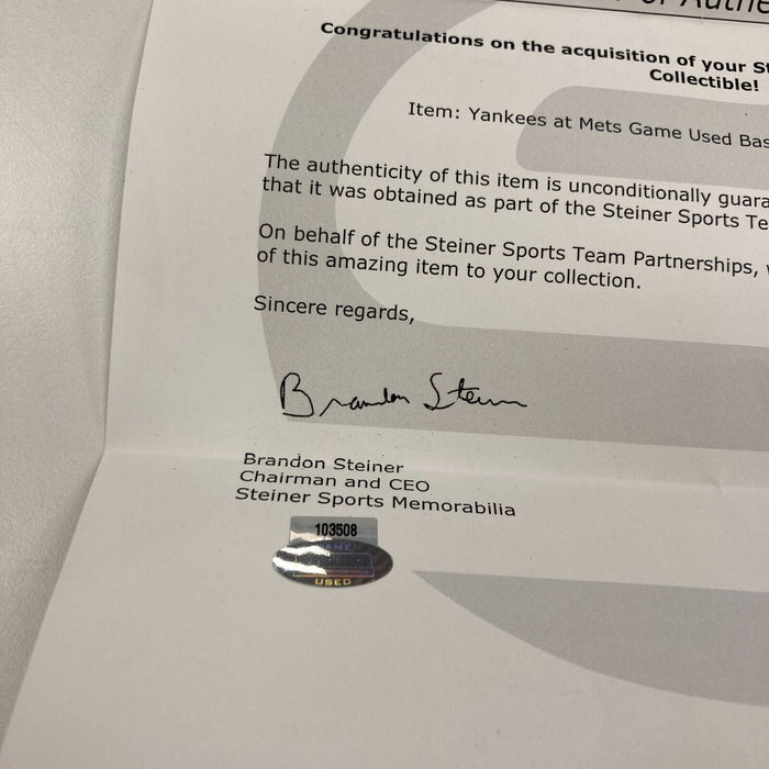 Historic Mariano Rivera 500th Save 6-28-09 Signed Game Used Baseball Steiner COA