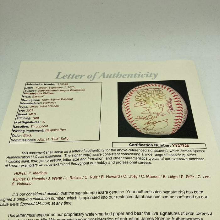 2009 Philadelphia Phillies Team Signed World Series Baseball 37 Sigs JSA COA