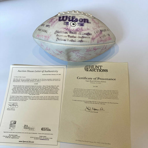 1979 AFC Pro Bowl Team Signed Football With Original Tickets JSA COA