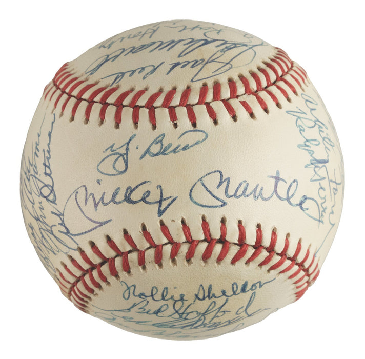 1961 New York Yankees World Series Champs Team Signed Baseball Mickey Mantle JSA