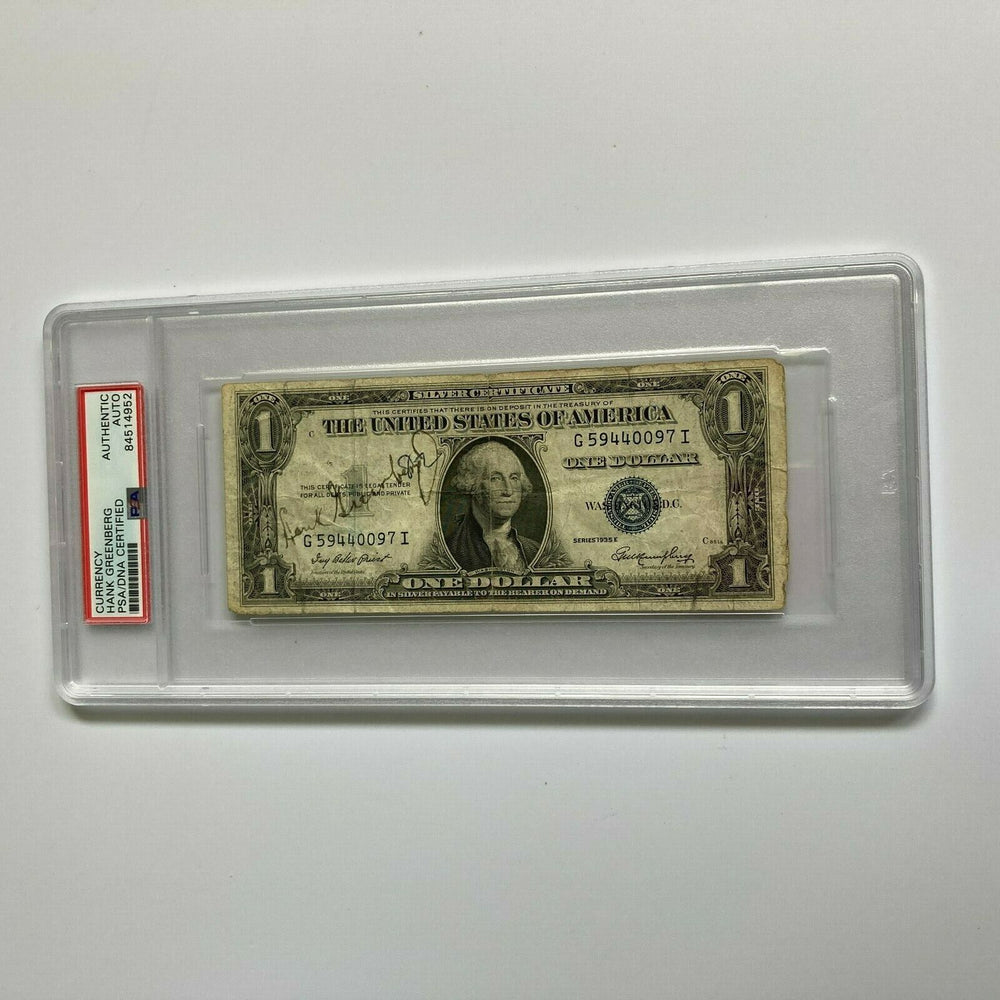 Rare 1935 Hank Greenberg Early Career Signed $1 One Dollar Bill PSA DNA