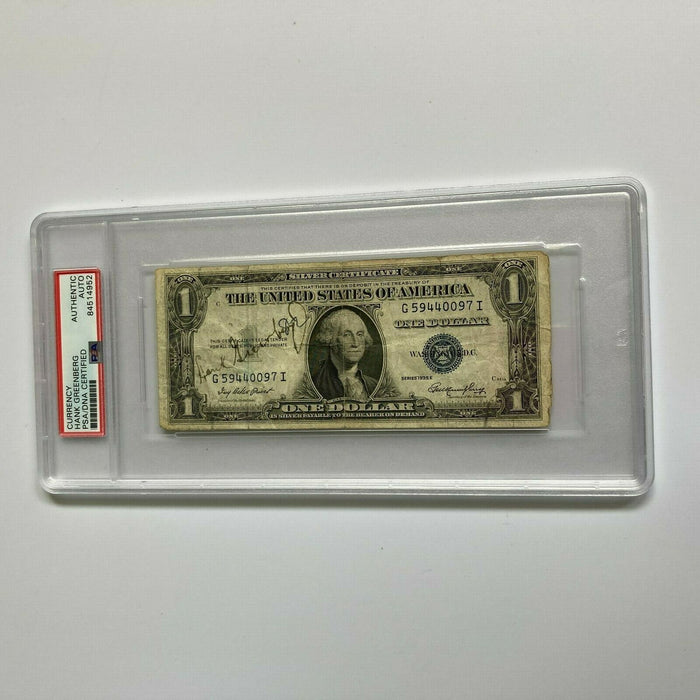 Rare 1935 Hank Greenberg Early Career Signed $1 One Dollar Bill PSA DNA