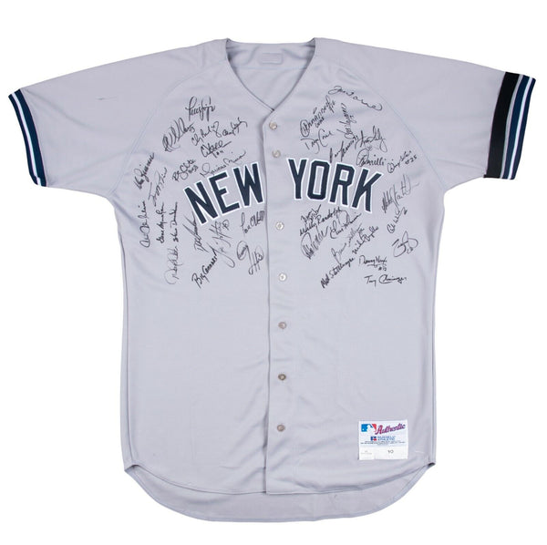 2000 Yankees Team Signed Game Used Jersey Derek Jeter Mariano Rivera Beckett COA