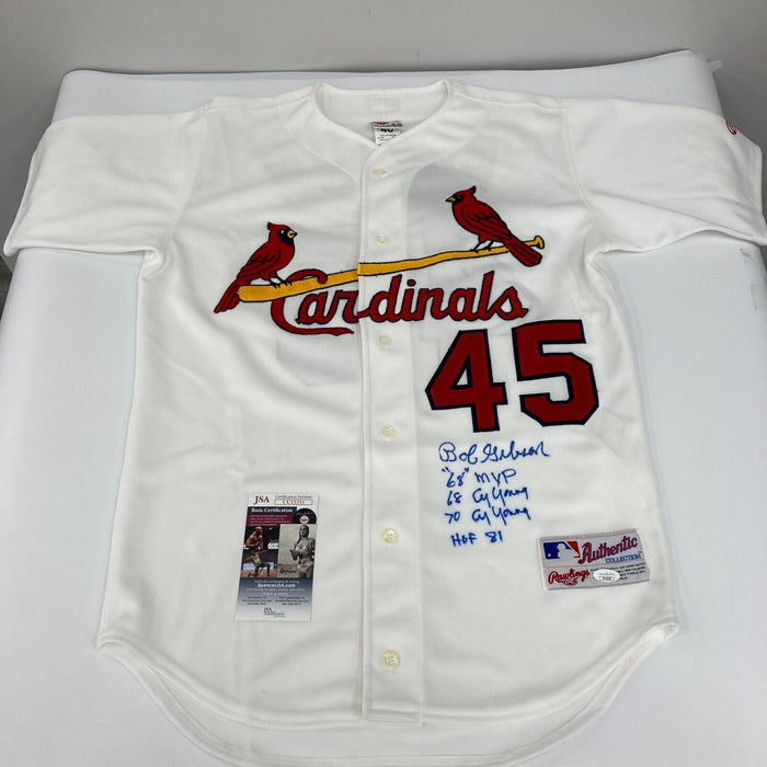 Bob Gibson Signed Inscribed St. Louis Cardinals STAT Jersey JSA COA