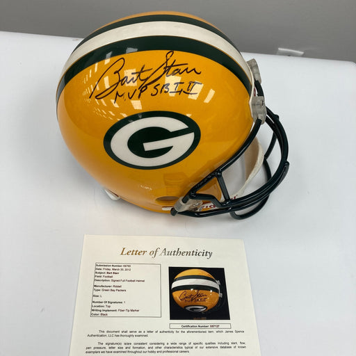 Bart Starr MVP Super Bowl 1 & 2 Signed Full Size Green Bay Packers Helmet JSA