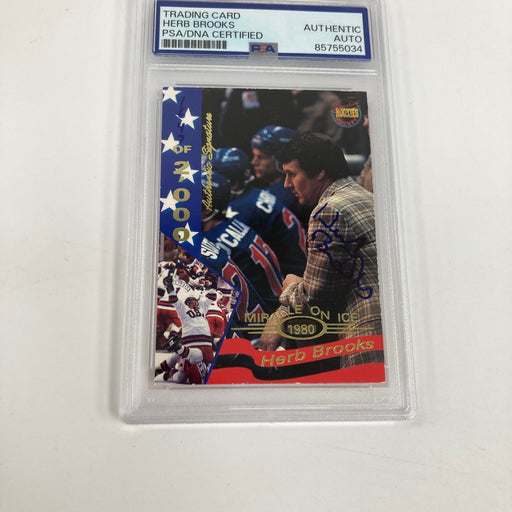 Herb Brook Signed 1995 Signature Rookies Miracle on Ice Card PSA DNA 1980 USA