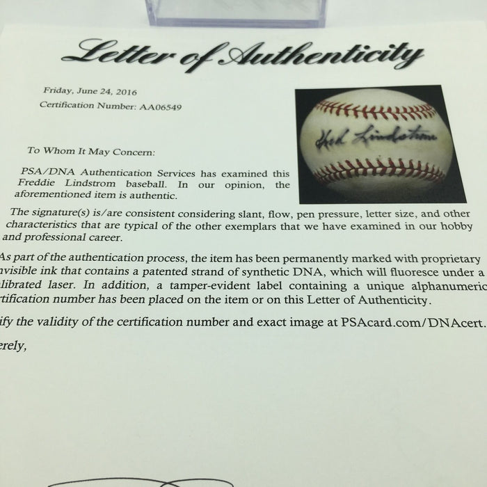 Freddie Lindstrom Single Signed Autographed National League Baseball PSA DNA COA