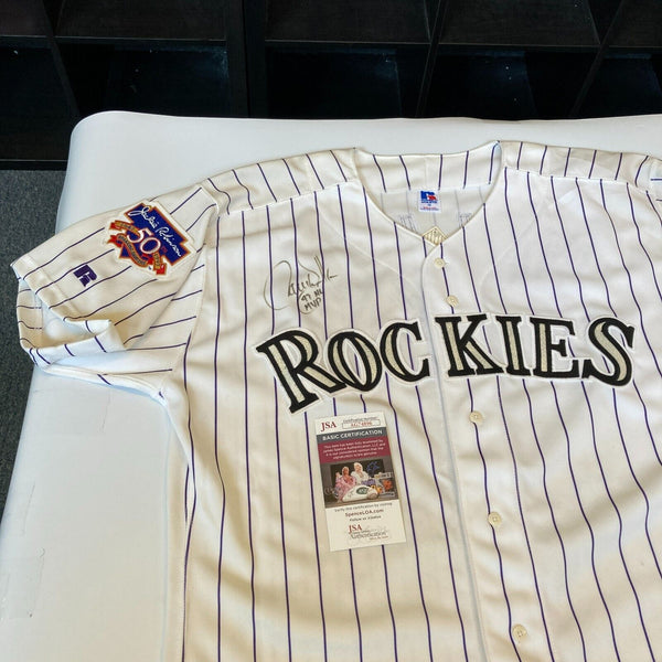 Larry Walker Signed "1997 NL MVP" Colorado Rockies Game Model Jersey JSA COA