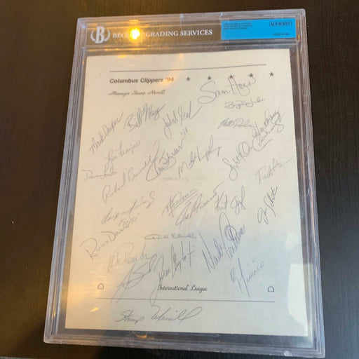 1994 Columbus Clippers NY Yankees Team Signed Sheet Jorge Posada Rookie Beckett