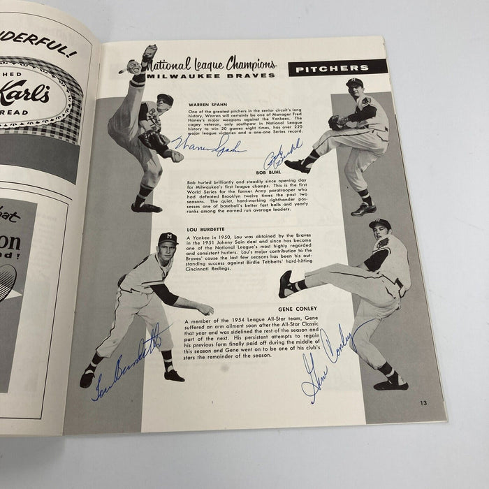 The Finest 1957 Milwaukee Braves World Series Champs Team Signed Program JSA COA