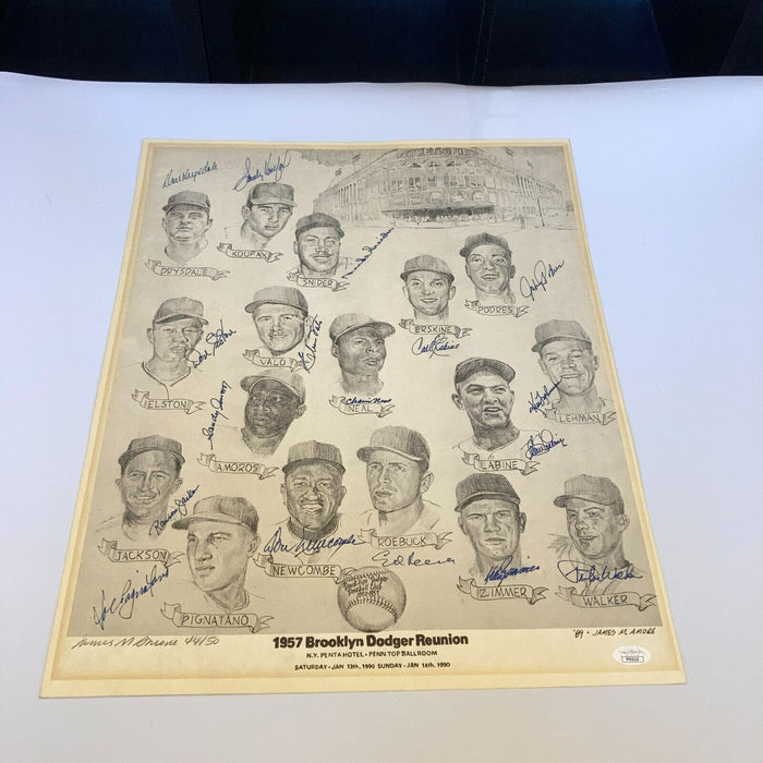 1957 Brooklyn Dodgers Team Signed 16x20 Photo Sandy Koufax Don Drysdale JSA COA