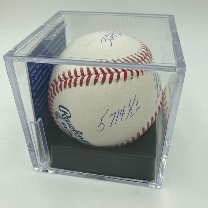 Nolan Ryan Signed Heavily Inscribed STAT Baseball PSA DNA Graded GEM MINT 10