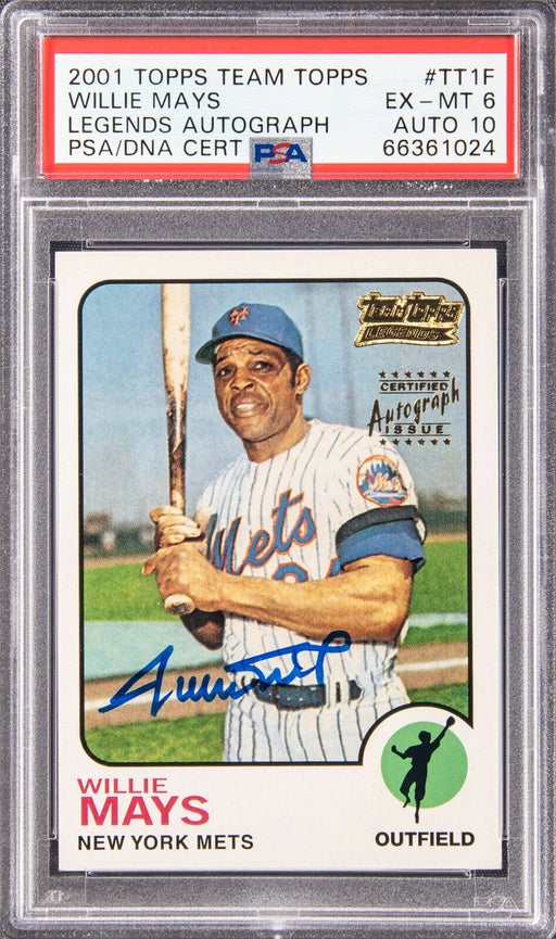 2001 Topps Team Legends Willie Mays Auto Signed PSA Auto Grade 10