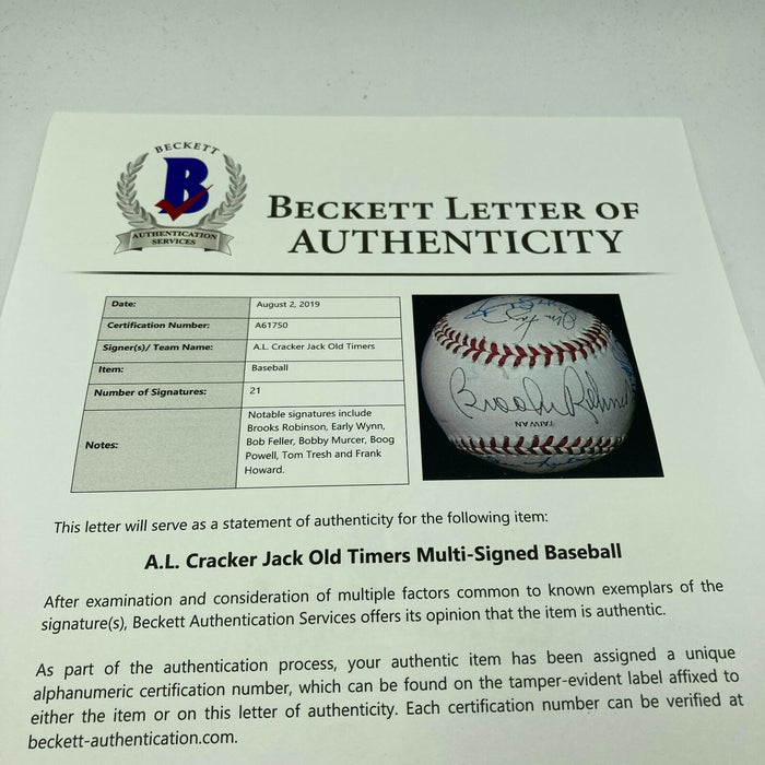 Brooks Robinson HOF Signed Cracker Jack Old Timers Game Baseball Beckett COA