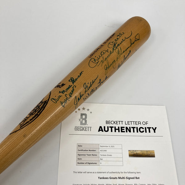 Mickey Mantle New York Yankees Legends Multi Signed Baseball Bat Beckett COA