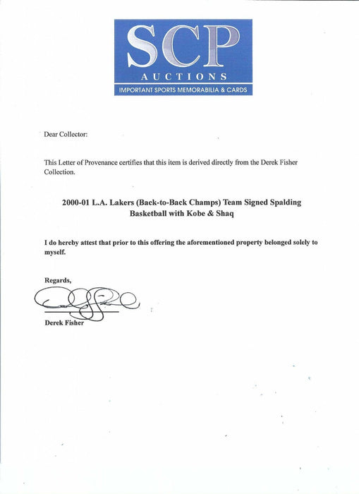 Kobe Bryant 2000-01 Los Angeles Lakers NBA Champs Team Signed Basketball PSA